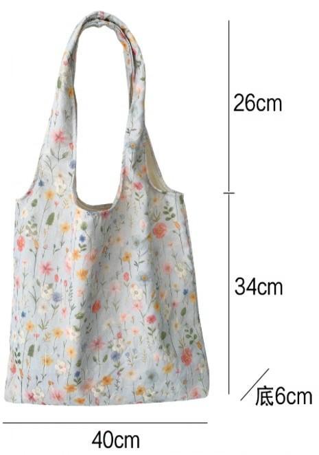Large Organic Colorful Floral Shoulder Tote Bag