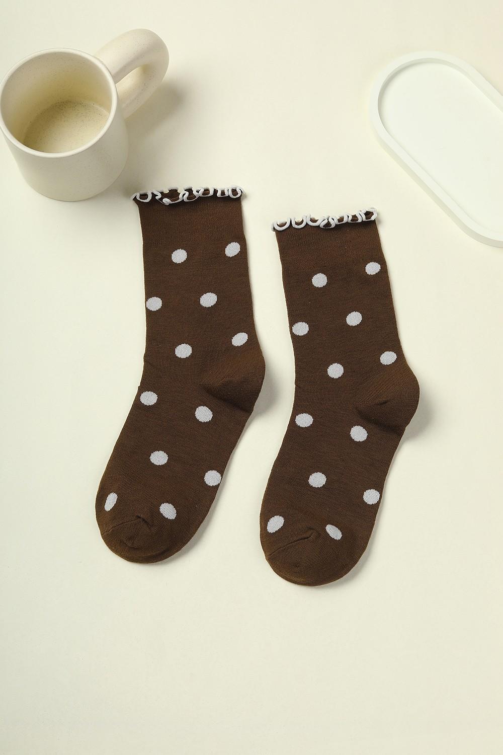 Ruffled Polka Dot Crew Socks