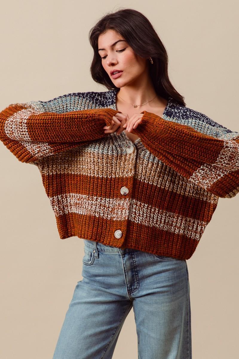 Multi Color Stripe Sweater Cardigan