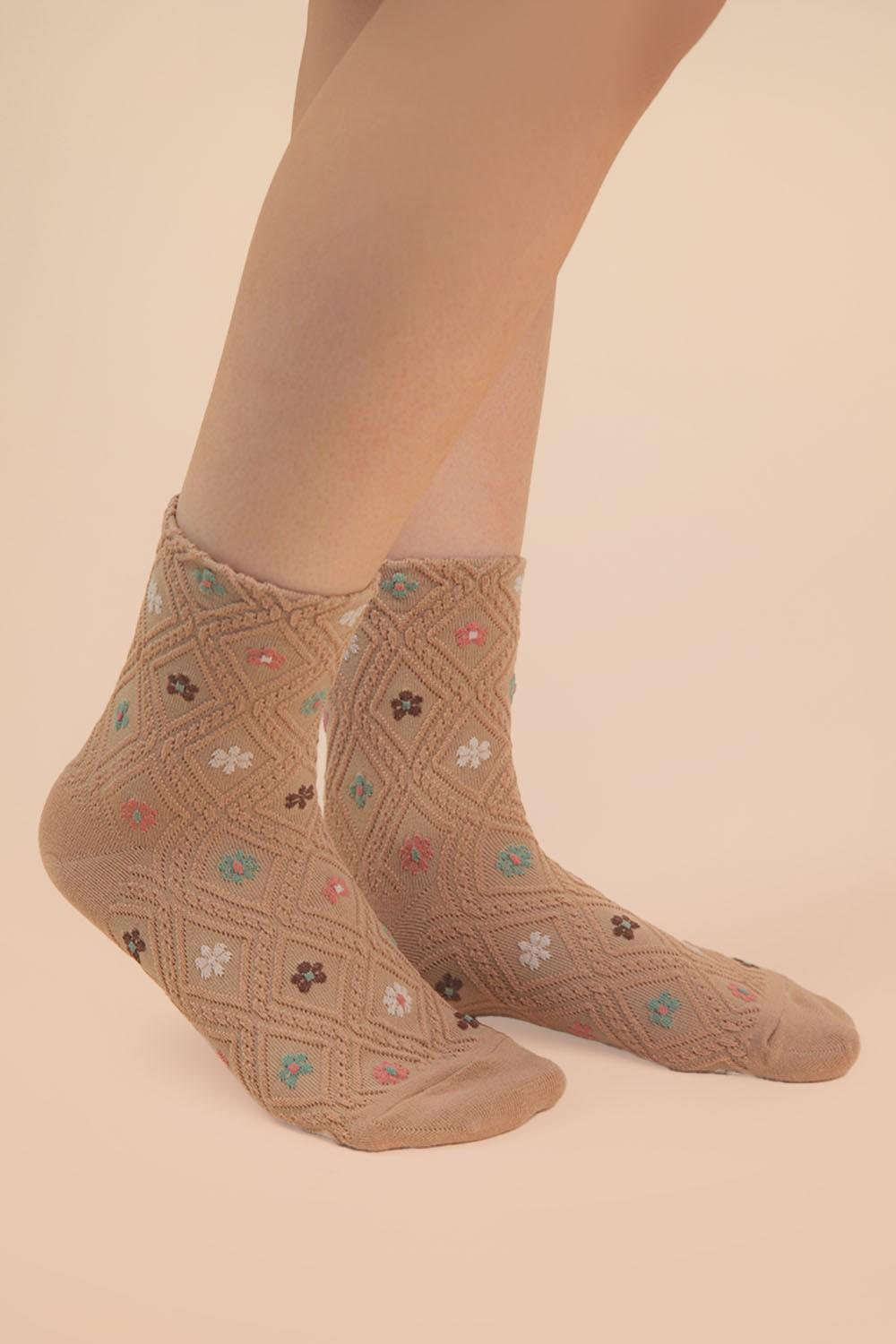 Floral Printed Textures Crew Socks