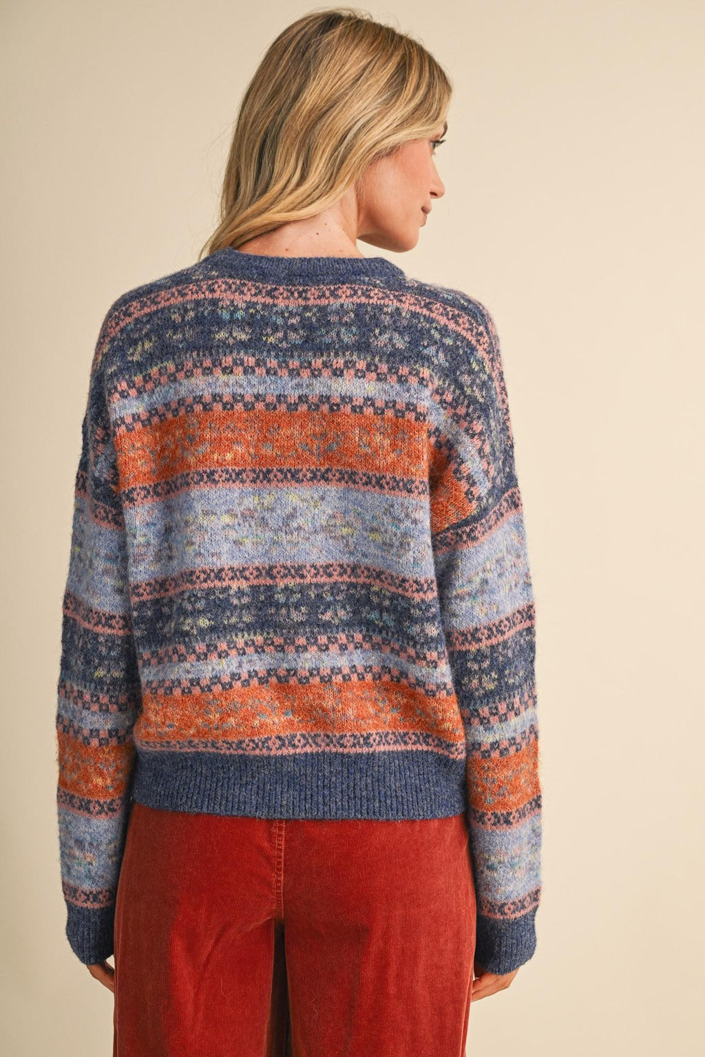Colorful Floral Fair Isle Sweater