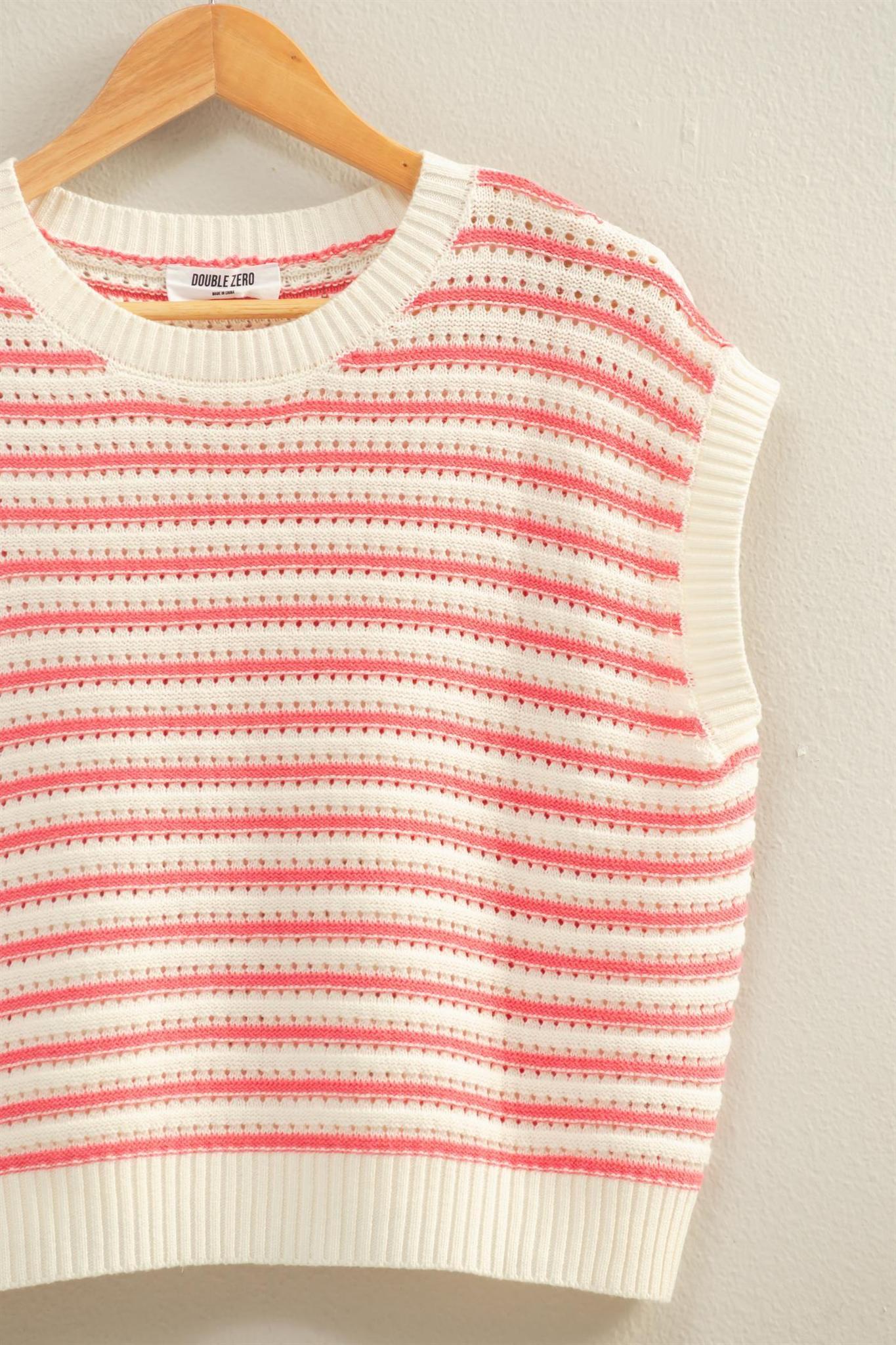 Striped Sleeveless Crew Neck Top