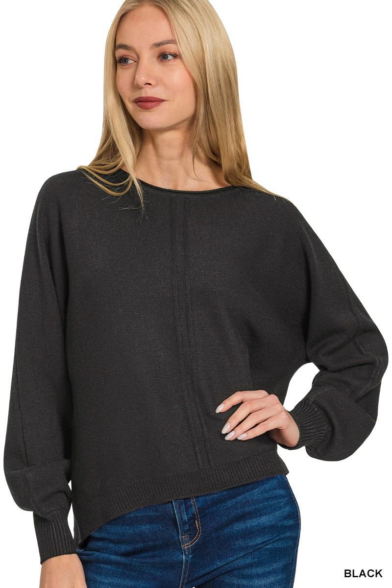 Viscose Front Seam Round-Neck Sweater
