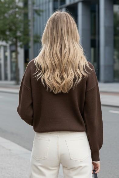 Sophisticated Collar Long Sleeve Sweater