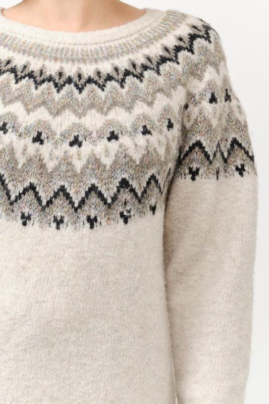 Cielo Round Neck Embellished Knit Sweater