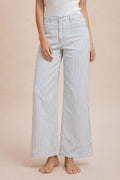 Comfort Stretch Cotton Striped Straight Leg Pants
