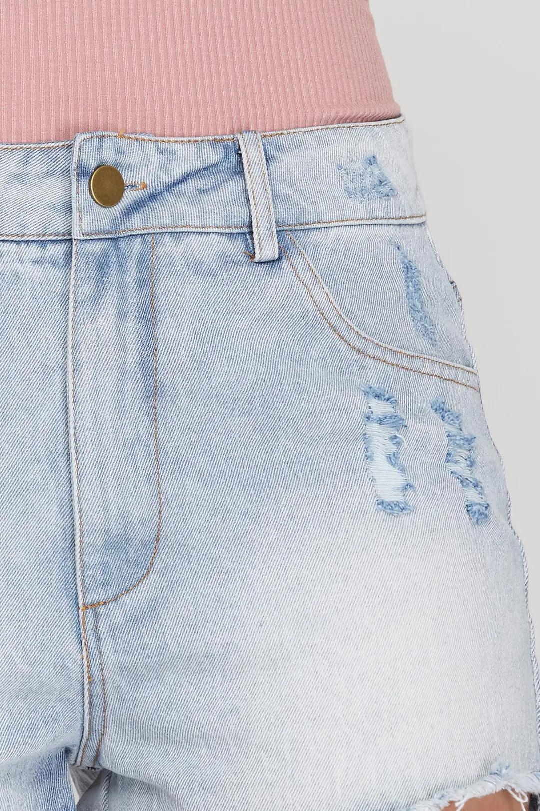 Denim Shorts with Raw Hem
