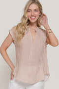 Dolman Slv V-neck Stripe Gauze Blouse