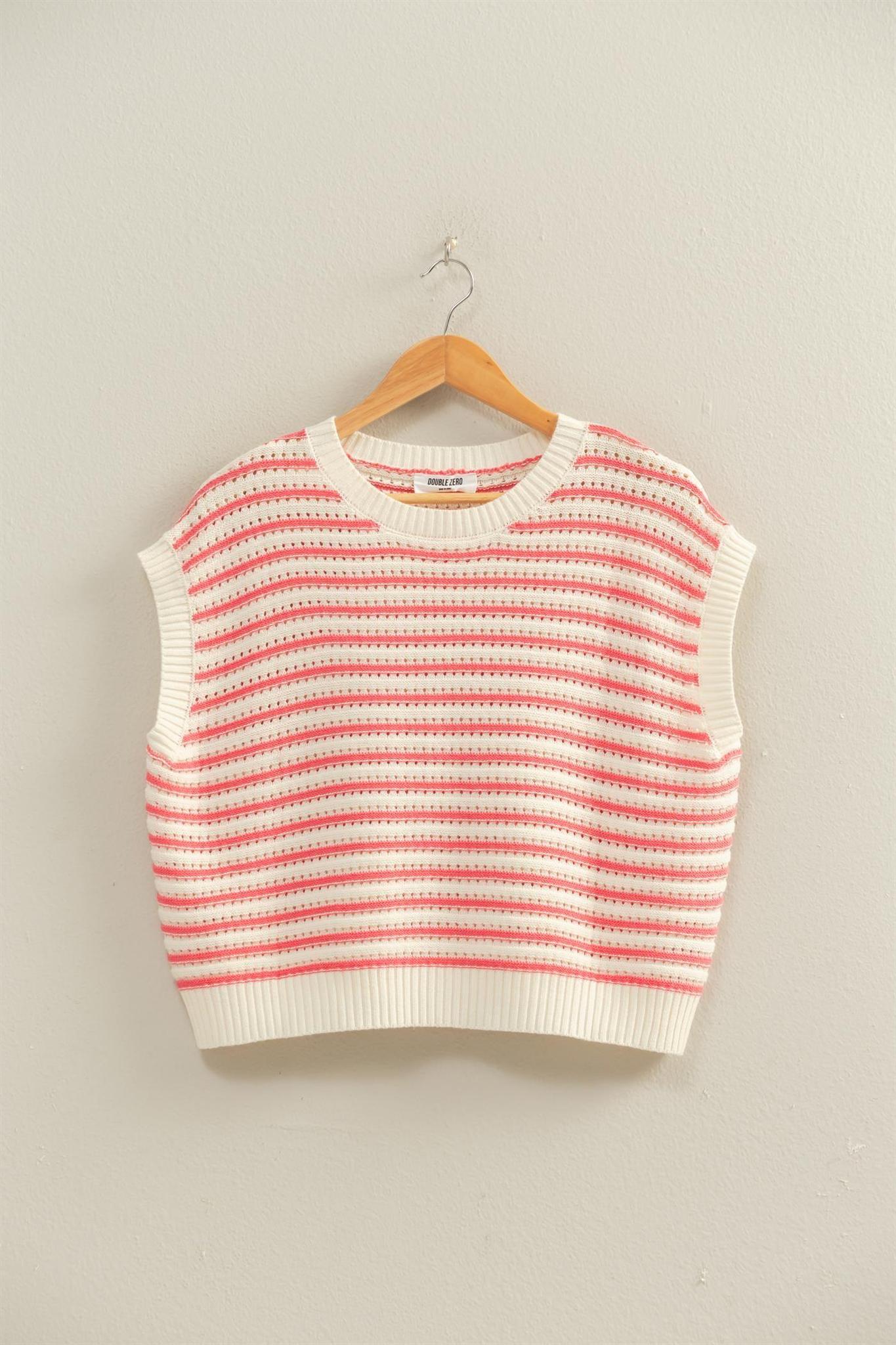 Striped Sleeveless Crew Neck Top
