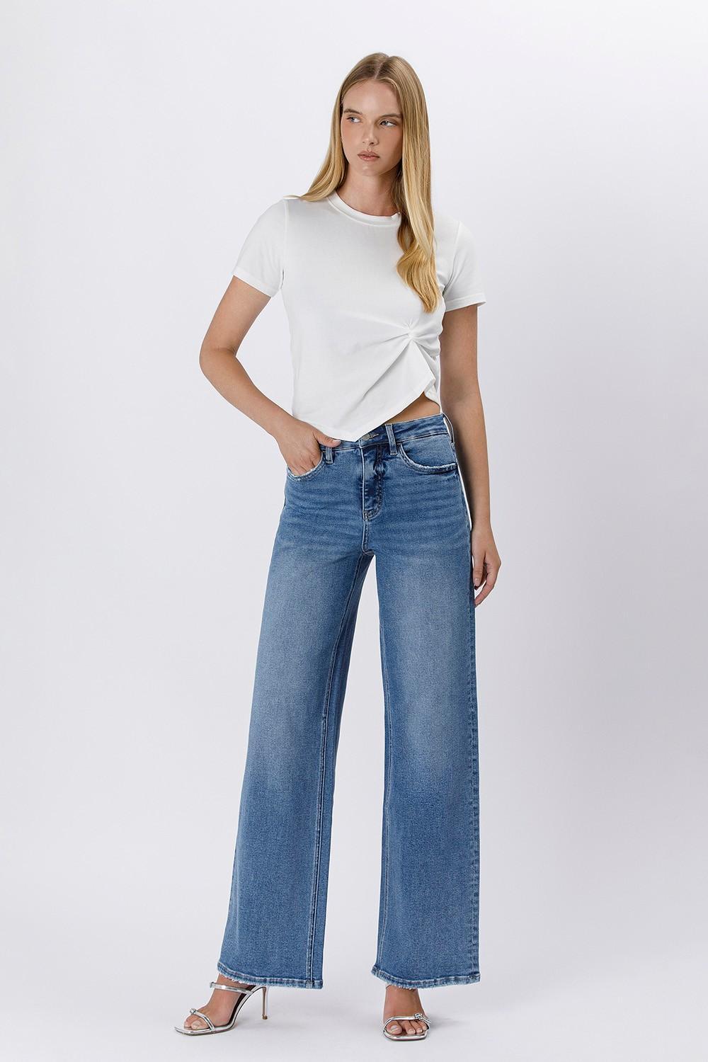 Tummy Control Super High-Rise Baggy Wide-Leg Jeans