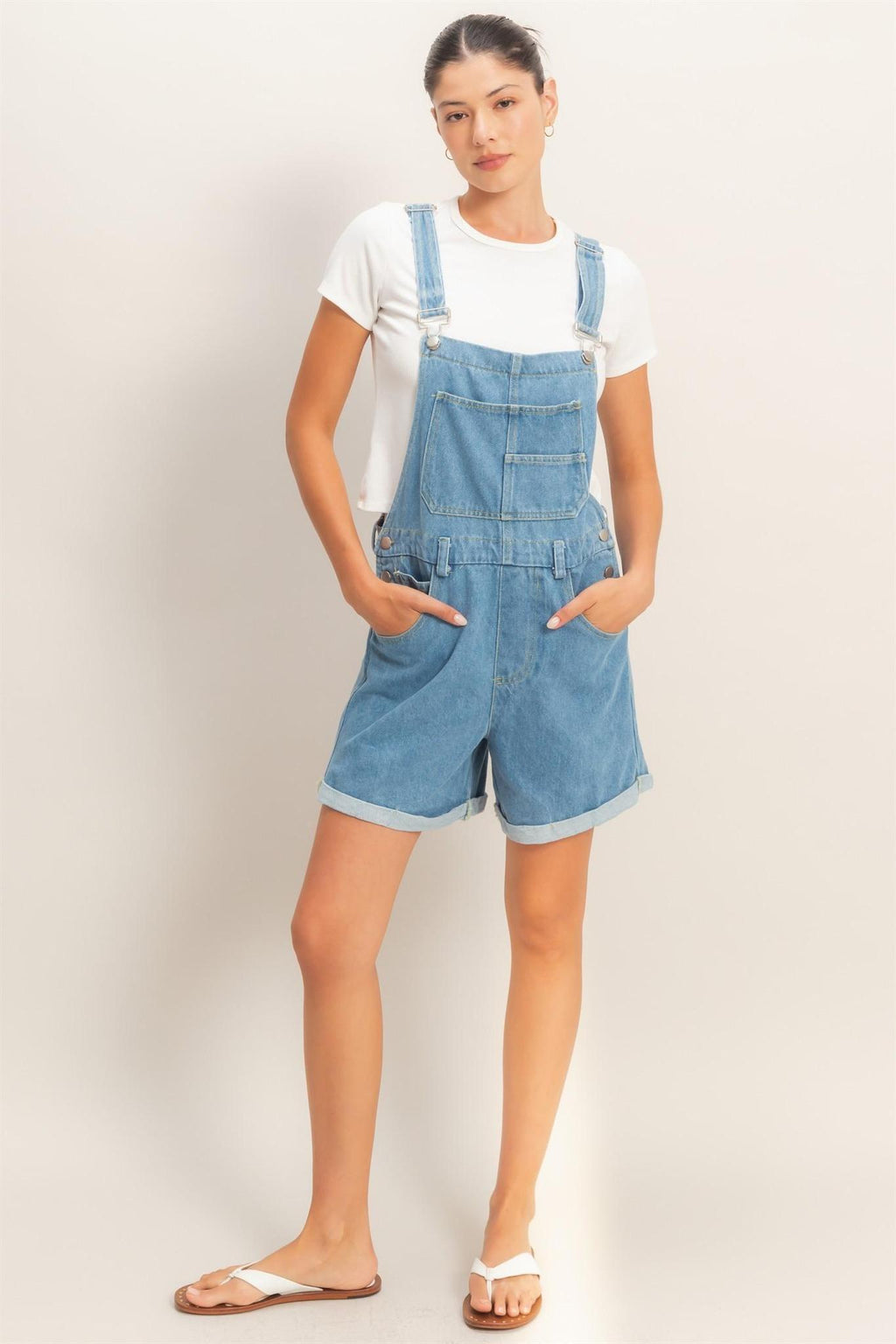 Denim Cross Back Overalls