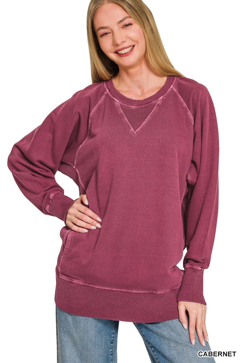 Pigment Dyed French Terry Pullover with Pockets