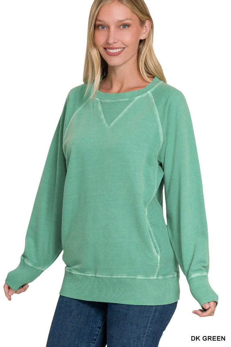 Pigment Dyed French Terry Pullover with Pockets