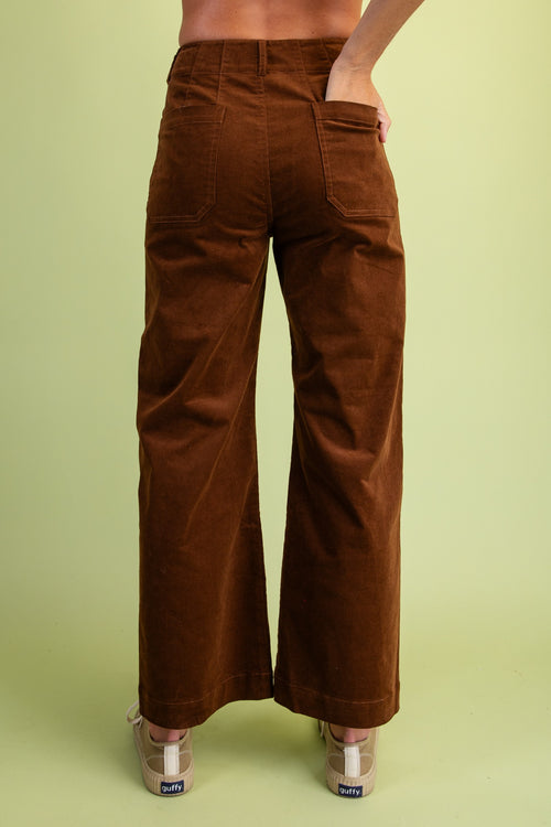 Ankle-Cropped Stretch Corduroy Pants