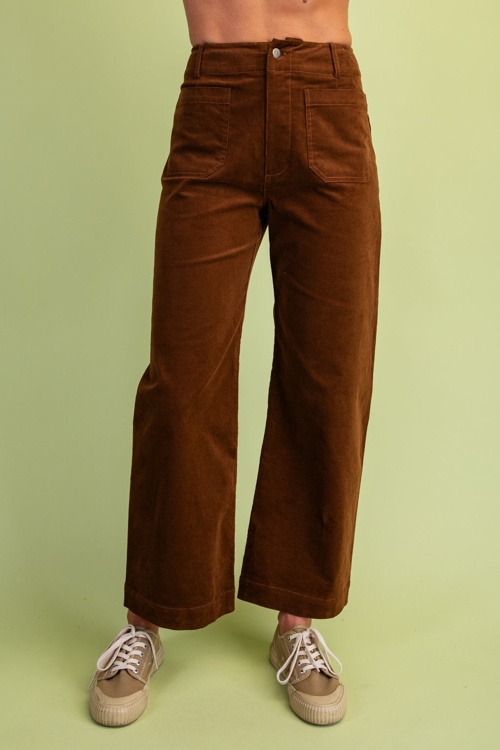Ankle-Cropped Stretch Corduroy Pants