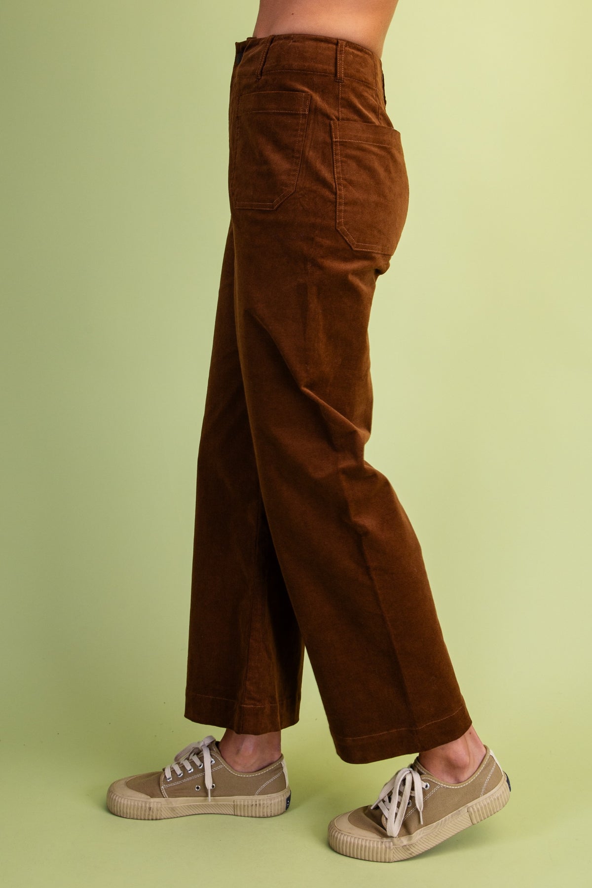 Ankle-Cropped Stretch Corduroy Pants