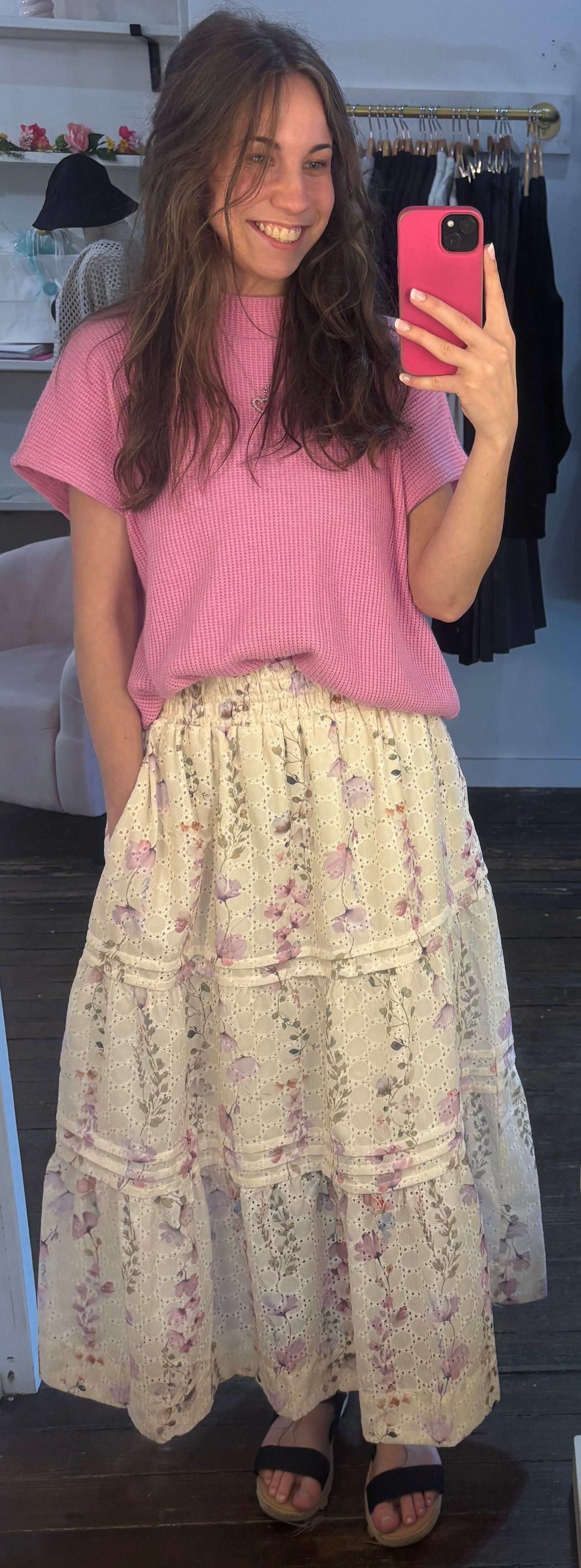 Floral Smocked Waist Skirt