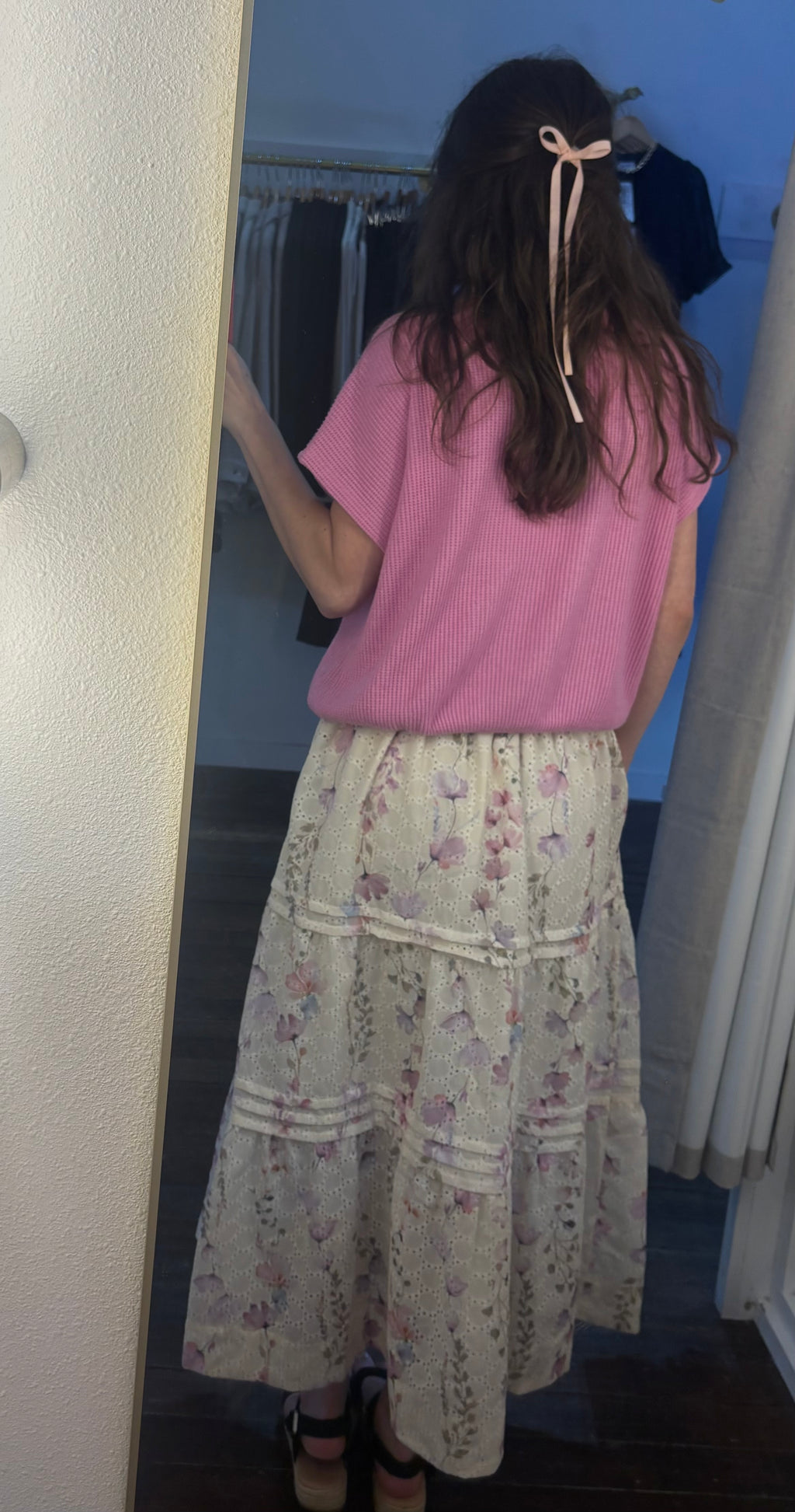 Floral Smocked Waist Skirt