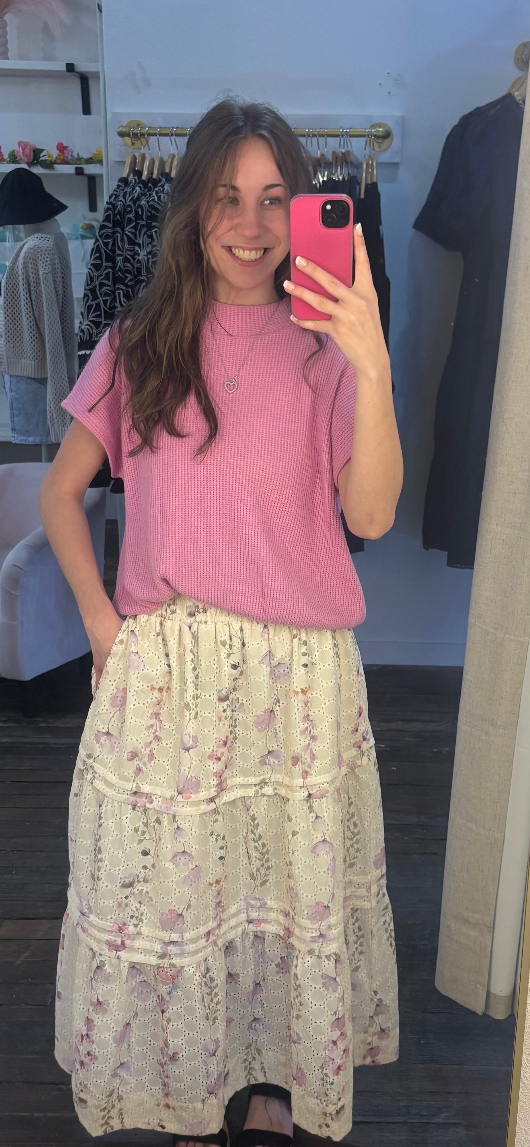 Floral Smocked Waist Skirt