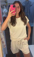 Sleeveless Crew Neck Top And Shorts Set