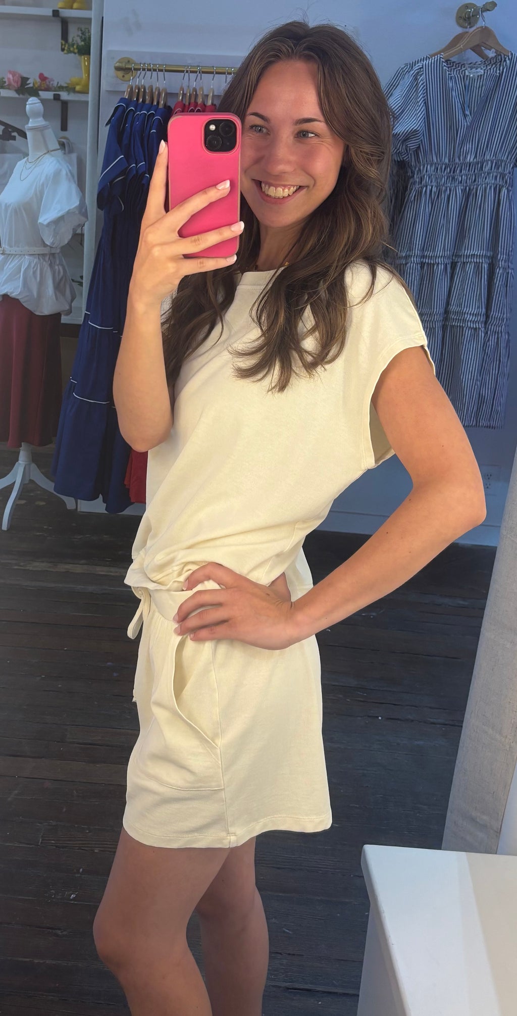 Sleeveless Crew Neck Top And Shorts Set