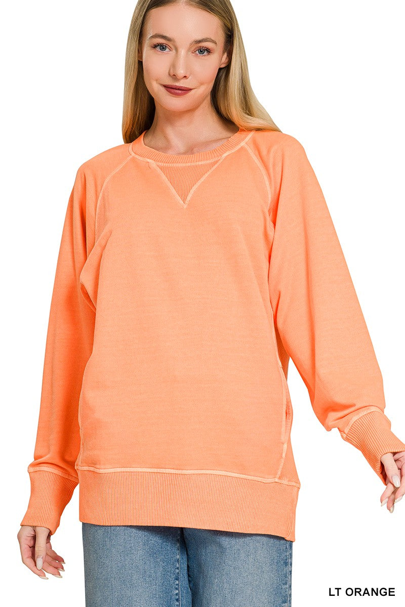 Pigment Dyed French Terry Pullover with Pockets