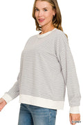 Striped Rib Banded Pullover
