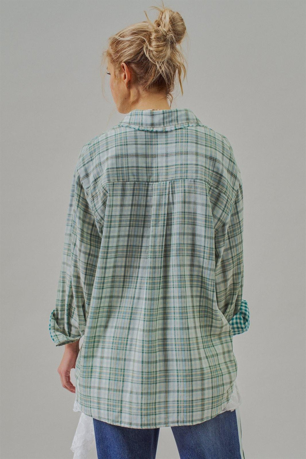 Oversized Plaid Cotton Button-Down Shirt