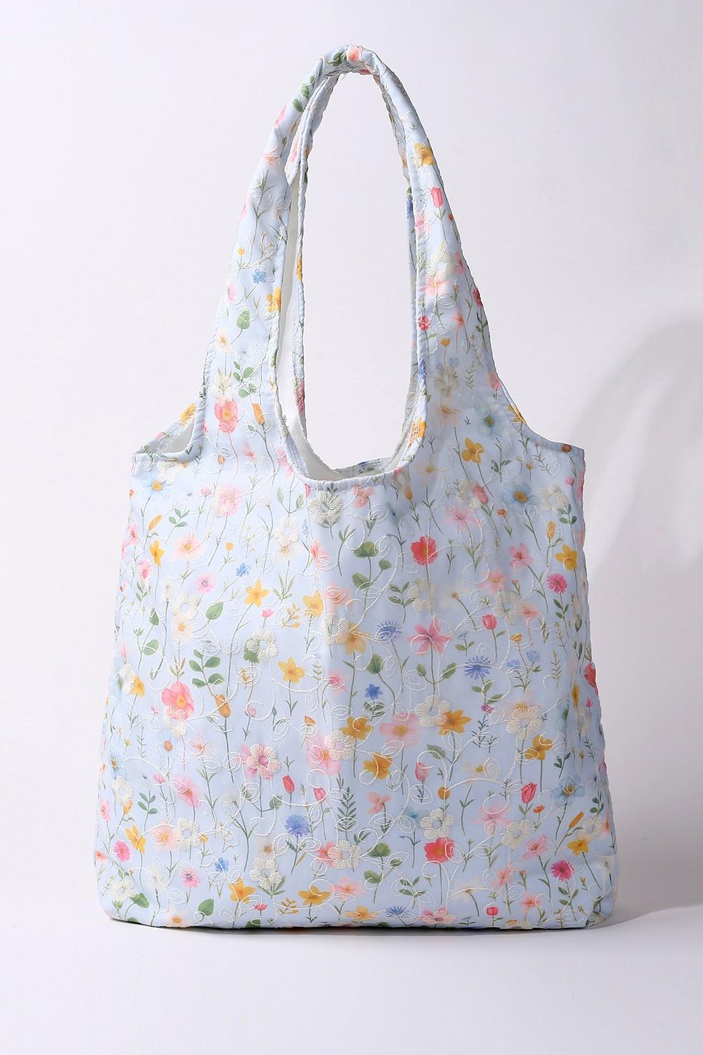 Large Organic Colorful Floral Shoulder Tote Bag