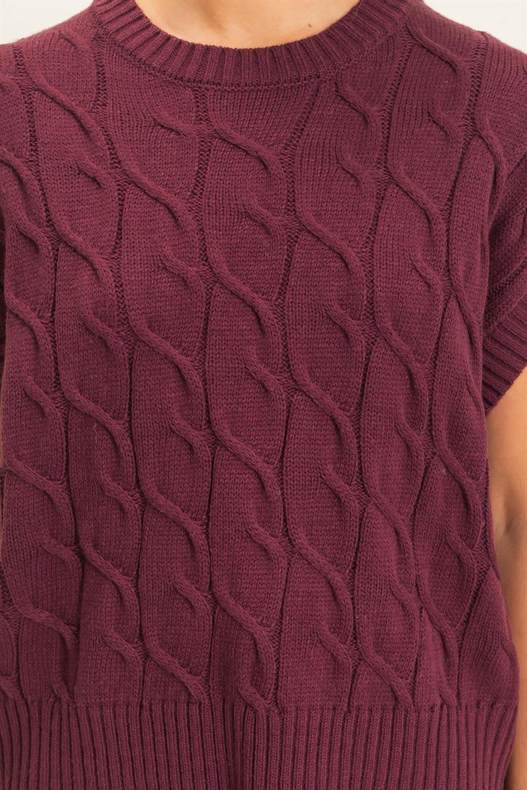 Cable Knit Cap Sleeve Sweater
