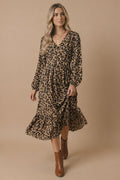 Animal Print Empire Silhouette Midi Dress