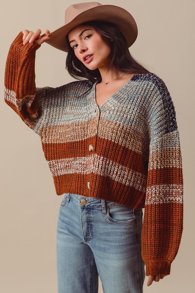 Multi Color Stripe Sweater Cardigan