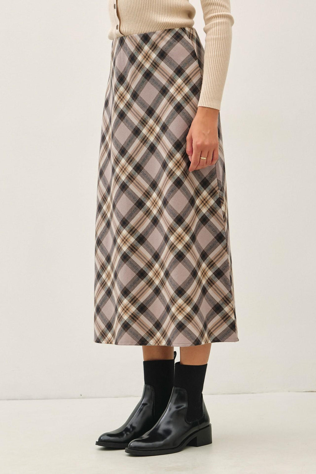 Campbell Plaid Knee Length A-Line Skirt