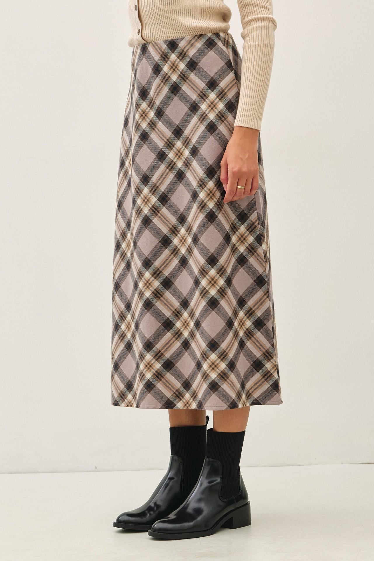 Campbell Plaid Knee Length A-Line Skirt