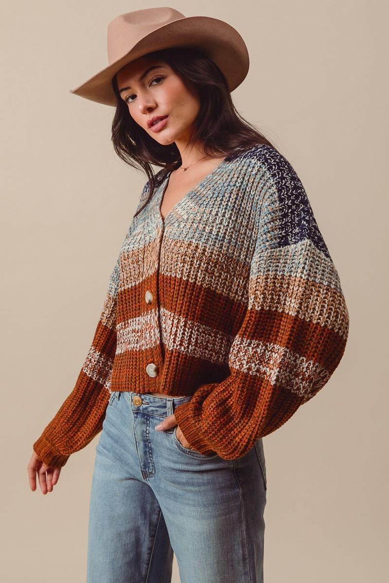 Multi Color Stripe Sweater Cardigan