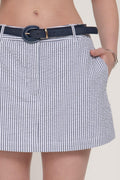 Belted Striped Woven Skort