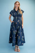 Floral Print Midi Shirt Dress