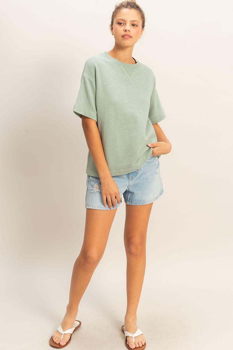 Crew Neck Short Sleeve Top