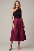 Satin Midi Skirt with Pockets