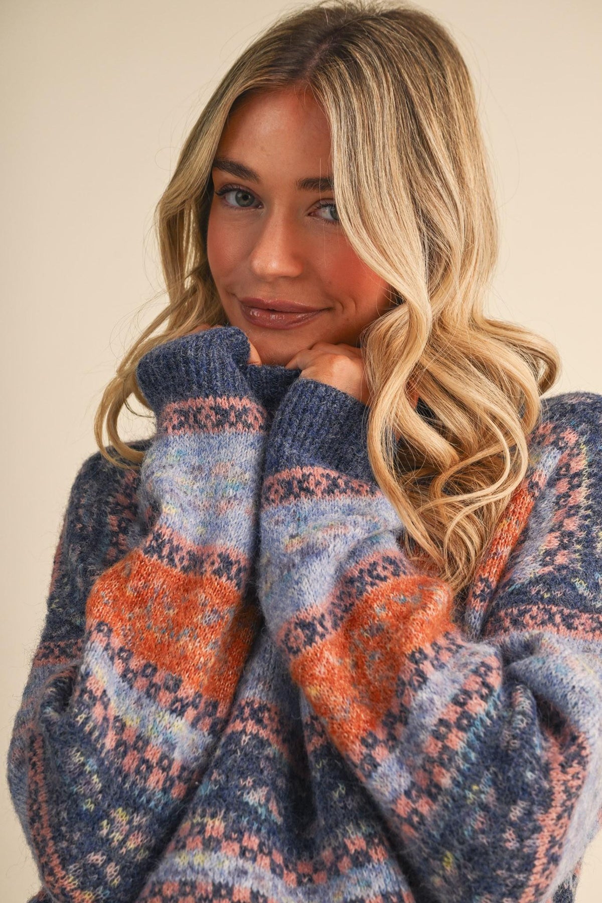 Colorful Floral Fair Isle Sweater