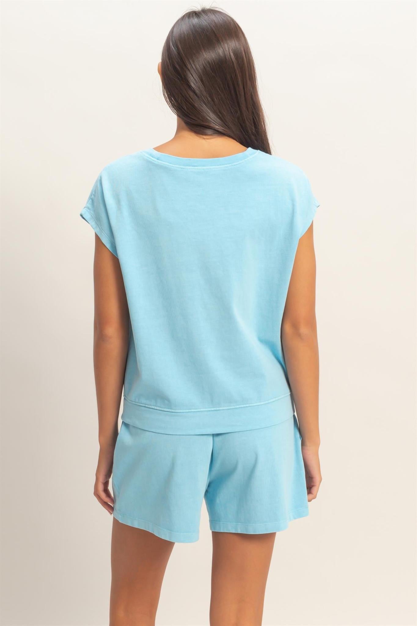 Sleeveless Crew Neck Top and Shorts Set