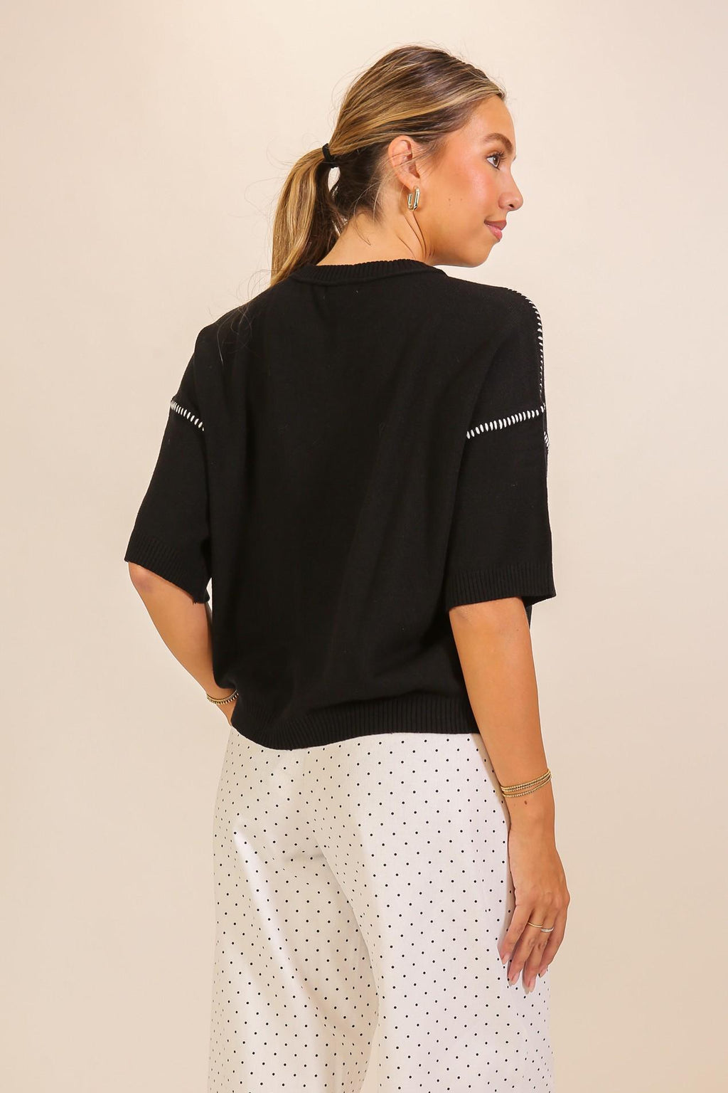 Relaxed Knit Short Sleeve Sweater