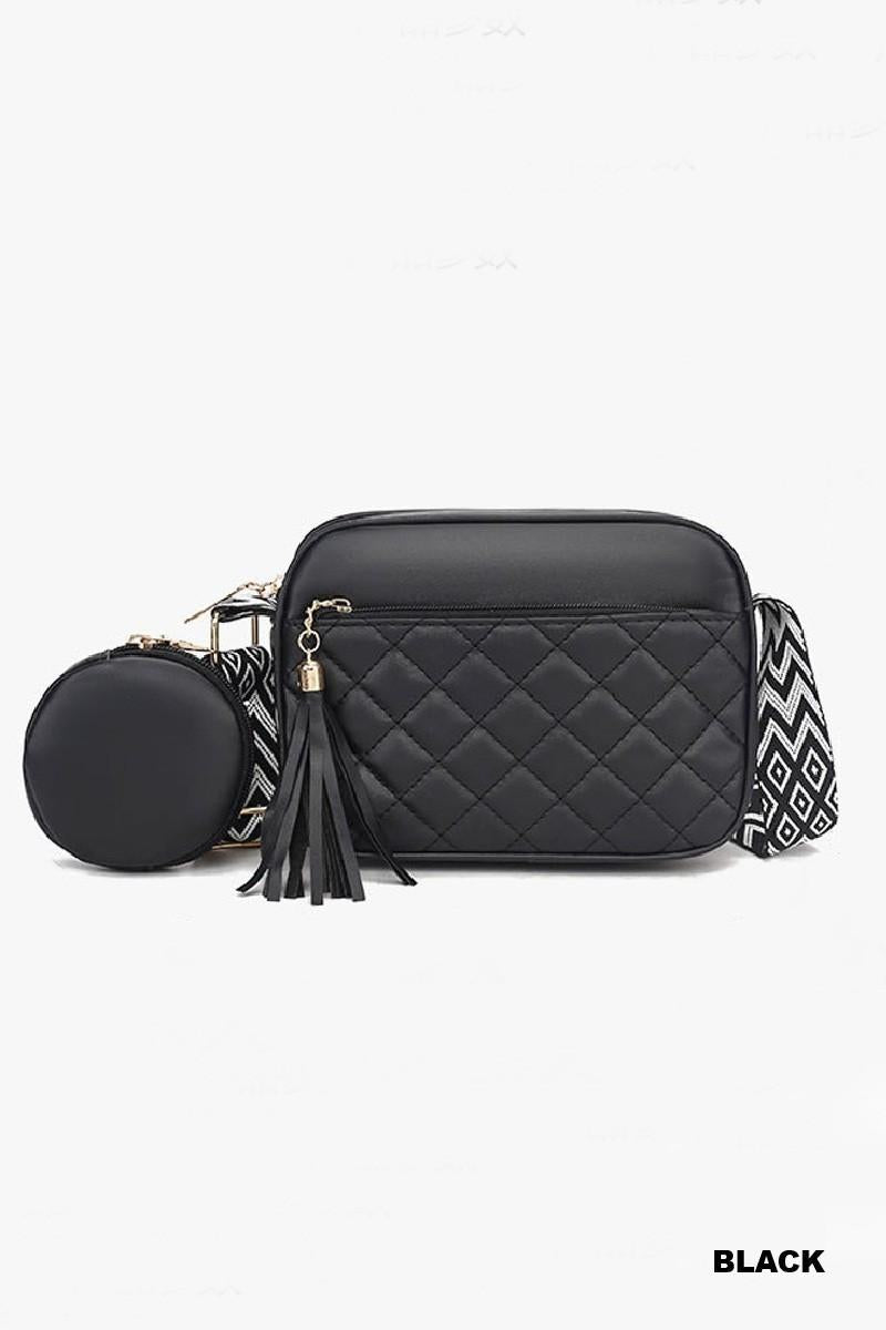 Diamond Quilted Crossbody Bag with Duo Coin Purse
