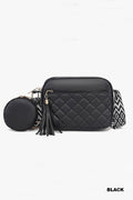 Diamond Quilted Crossbody Bag with Duo Coin Purse