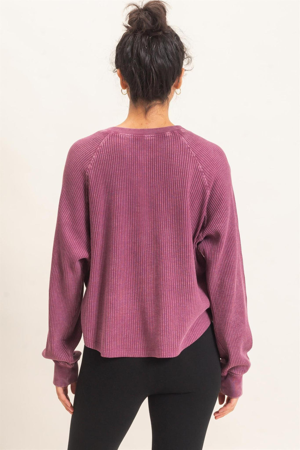 Mineral Wash Waffle Knit Henley Top