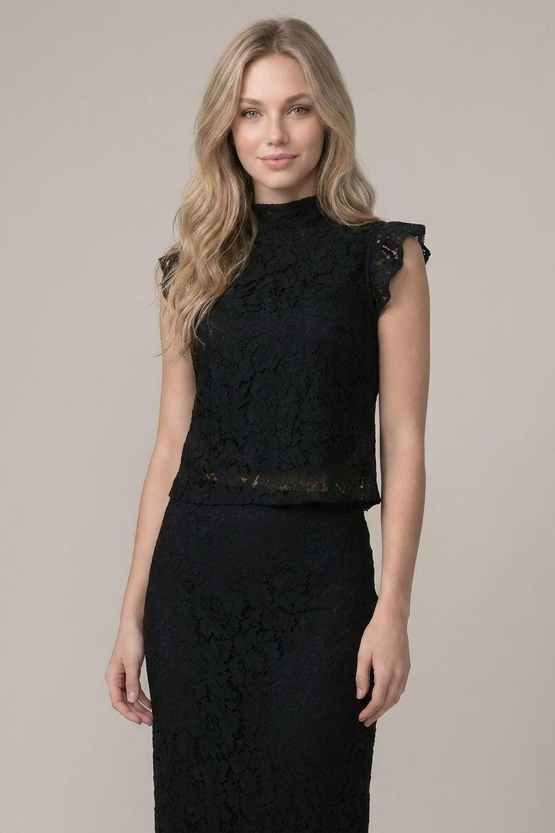 Lace Mock Neck Sleeveless Top