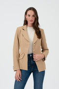 Gold Hardware Button Cuff Blazer