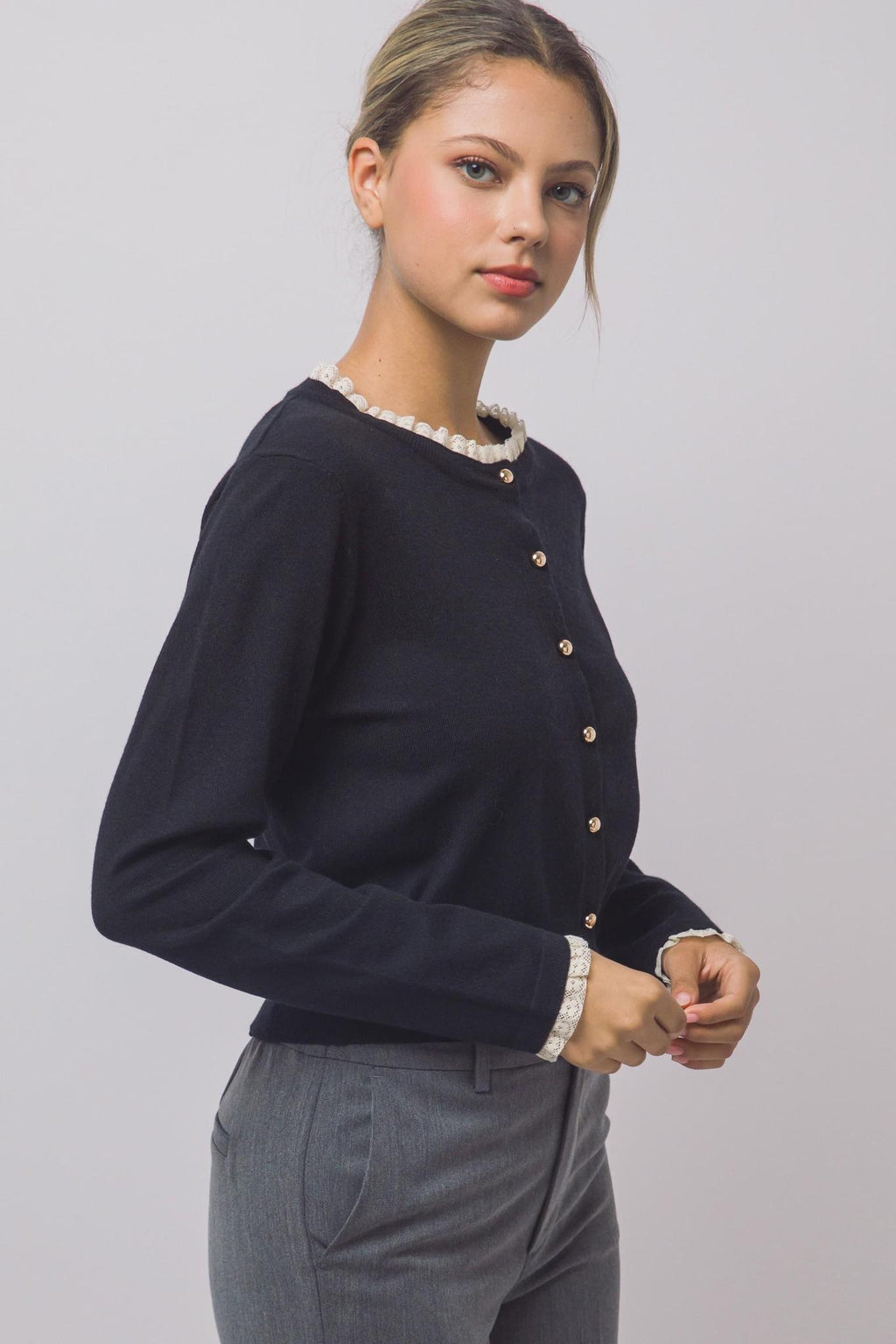 Lace-Trimmed Cardigan
