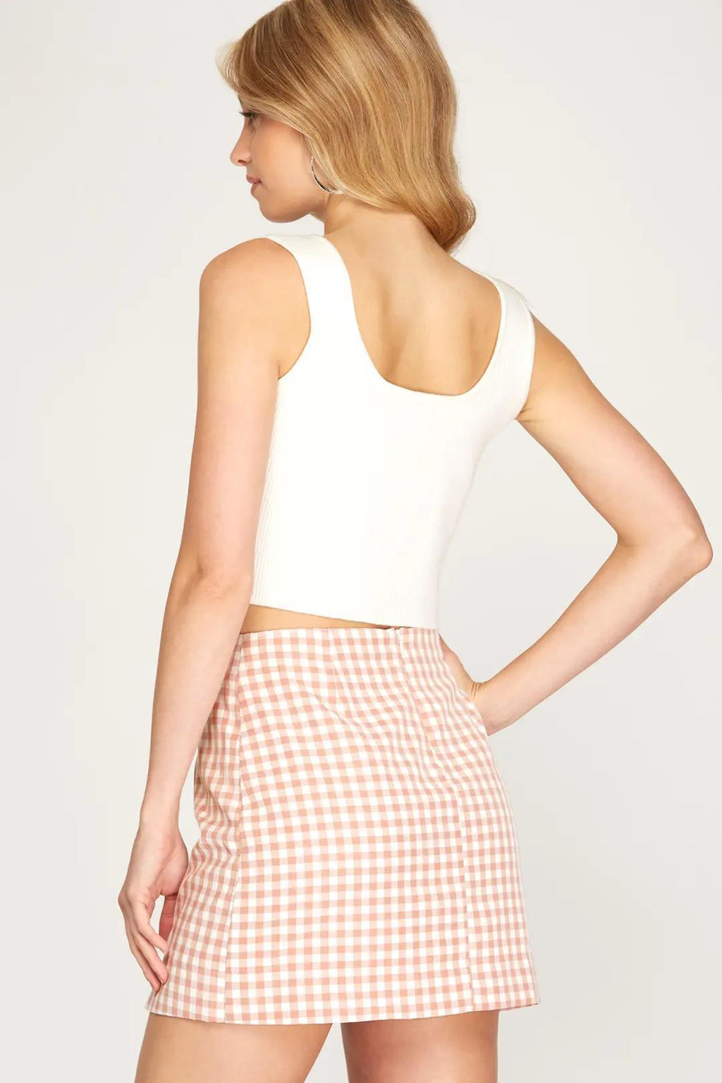 Gingham Woven Mini Skirt