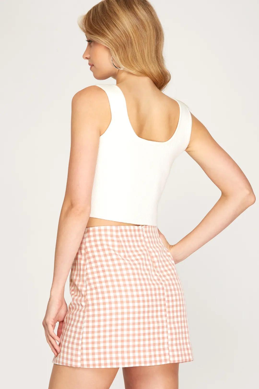 Gingham Woven Mini Skirt